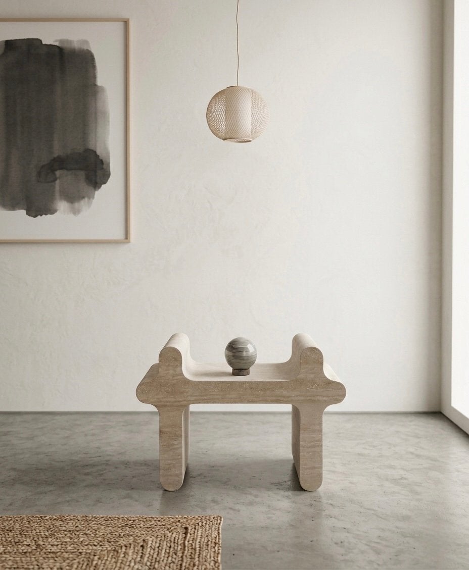 Waanzinnige travertin sidetable, Ophalen, Overige materialen, 100 tot 150 cm, Nieuw