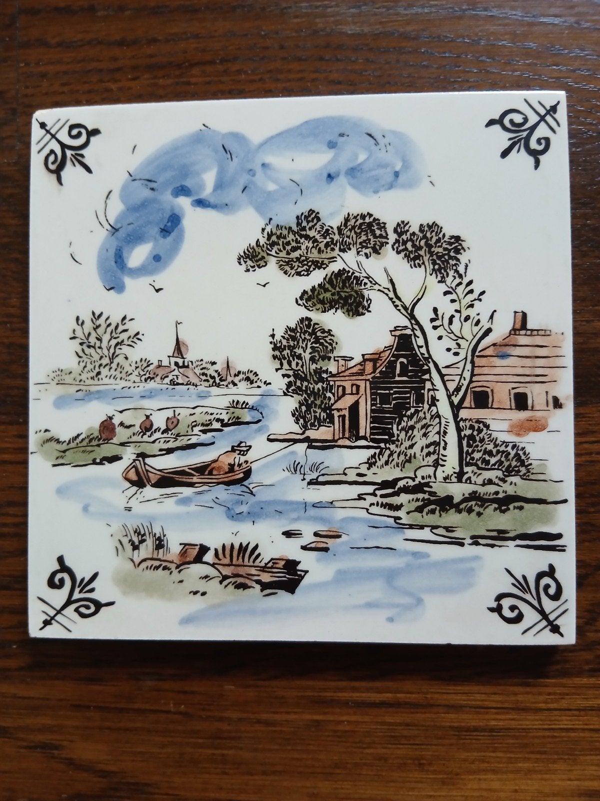 Vintage keramisch tegeltje Delfts blauw, Ophalen of Verzenden
