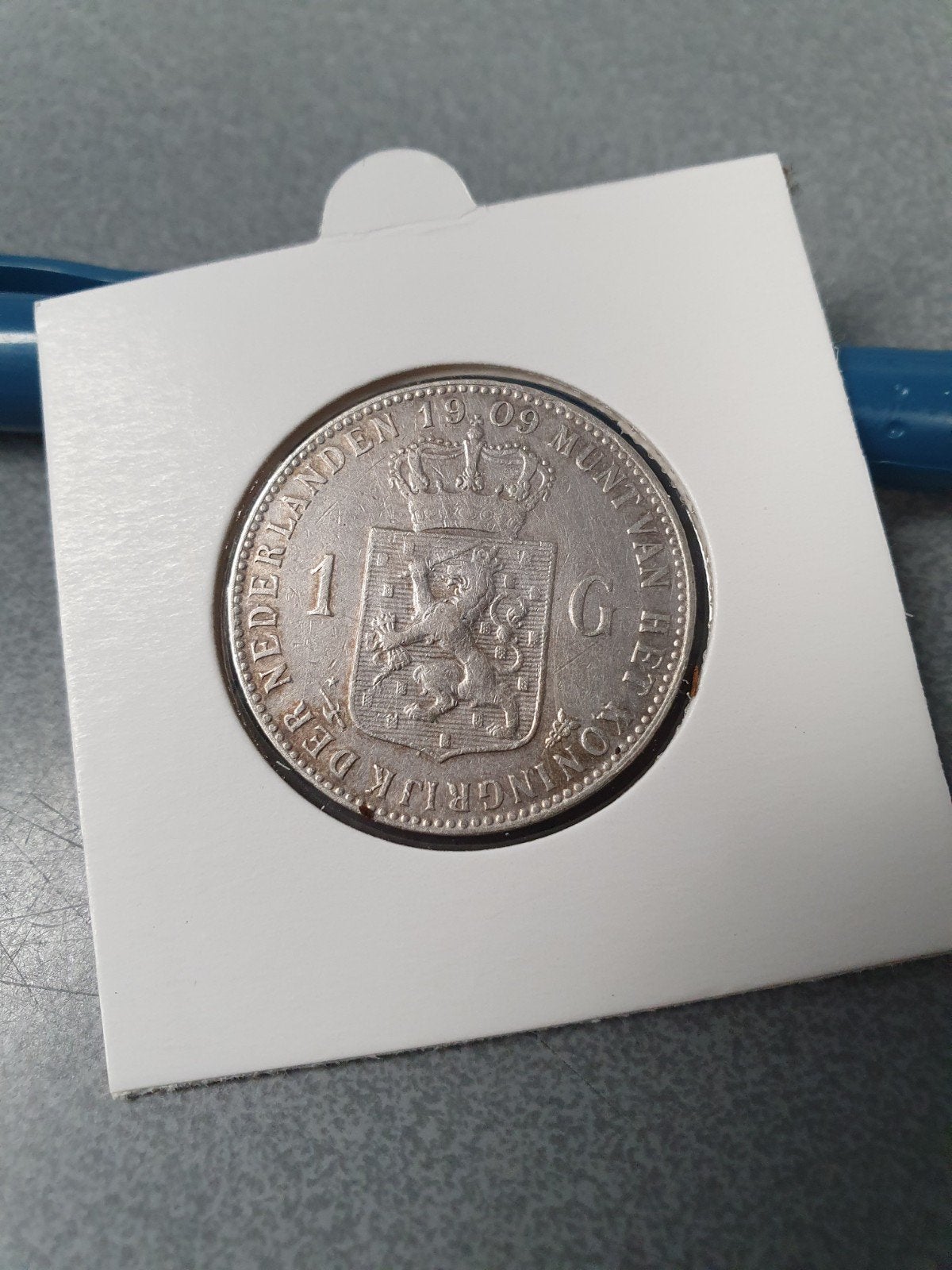 Zilveren 1 Gulden Munt Koningin Wilhelmina 1909, Postzegels en Munten, 1 gulden, Zilver, Ophalen of Verzenden, Koningin Wilhelmina