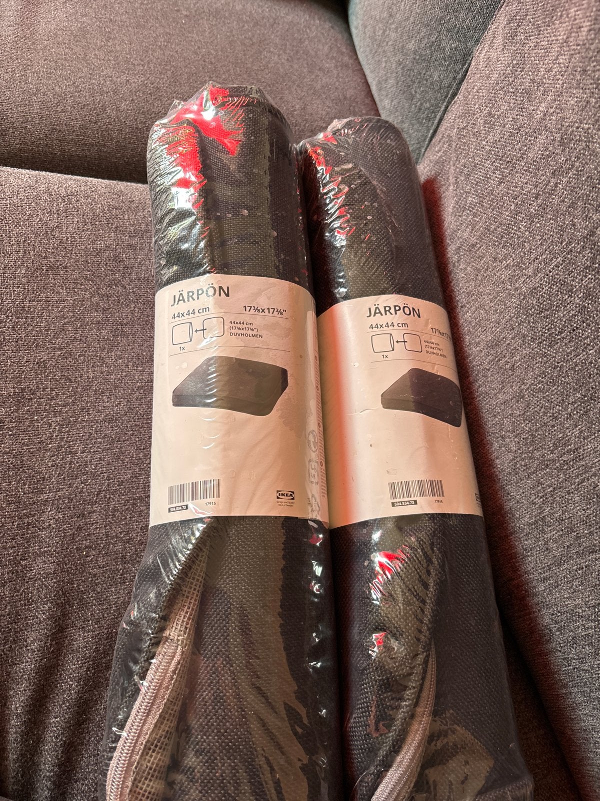 2x IKEA JÄRPÖN/DUVHOLMEN zitkussen 44x44 cm, Ophalen, Zwart, IKEA, Afneembare hoes