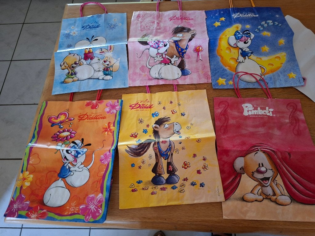 6 Diddl tasjes, Verzamelen, Diddl, Ophalen of Verzenden, Papier, Kaart of Schrift