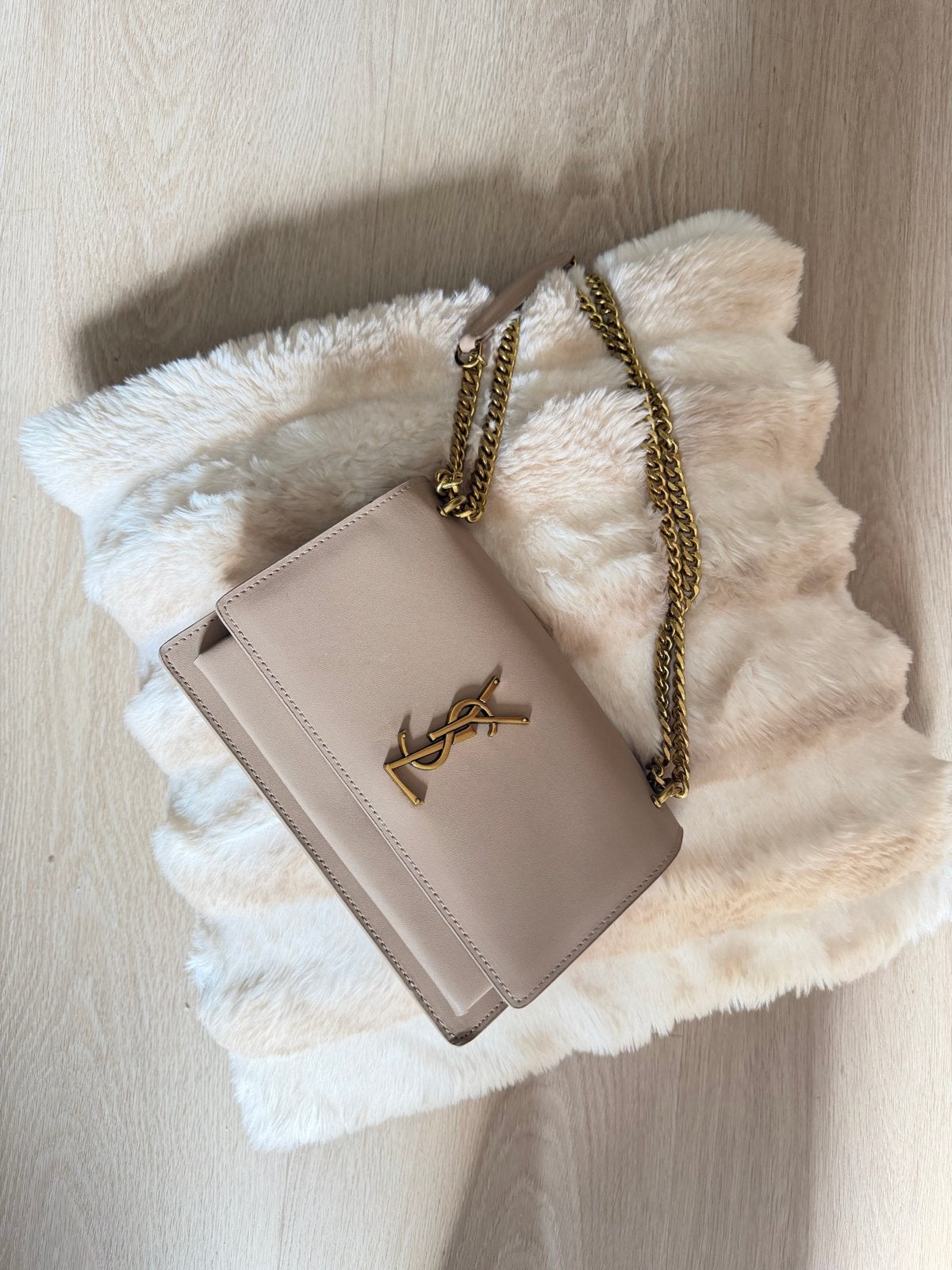Saint Laurent sunset Schoudertas Beige, Ophalen of Verzenden, Zo goed als nieuw, Beige, Schoudertasje