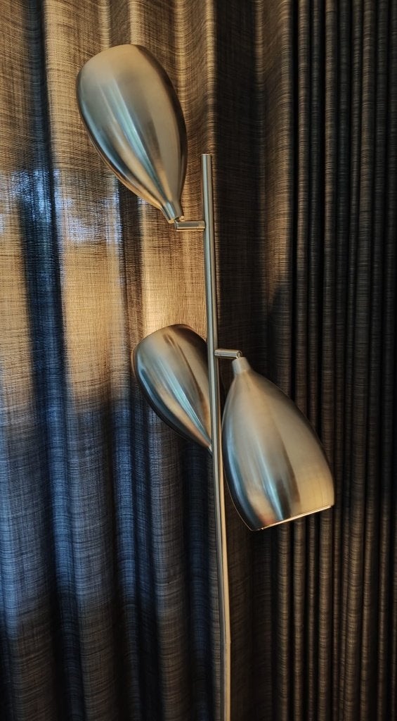 mat chrome staande lamp, Ophalen, Gebruikt, Metaal, Modern