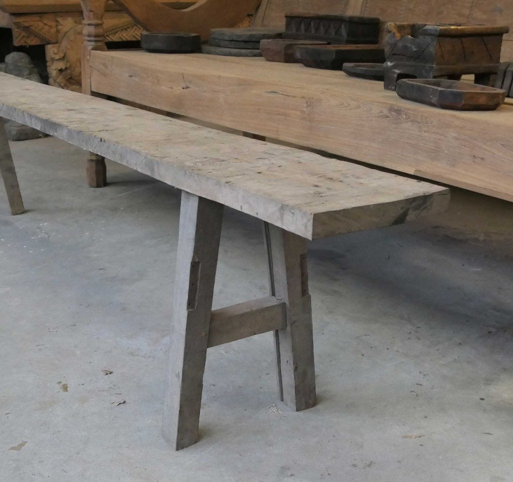 Dingklik DK2 oud hout antiek bank tafel teak landelijk tuin, Antiek en Kunst, Ophalen of Verzenden