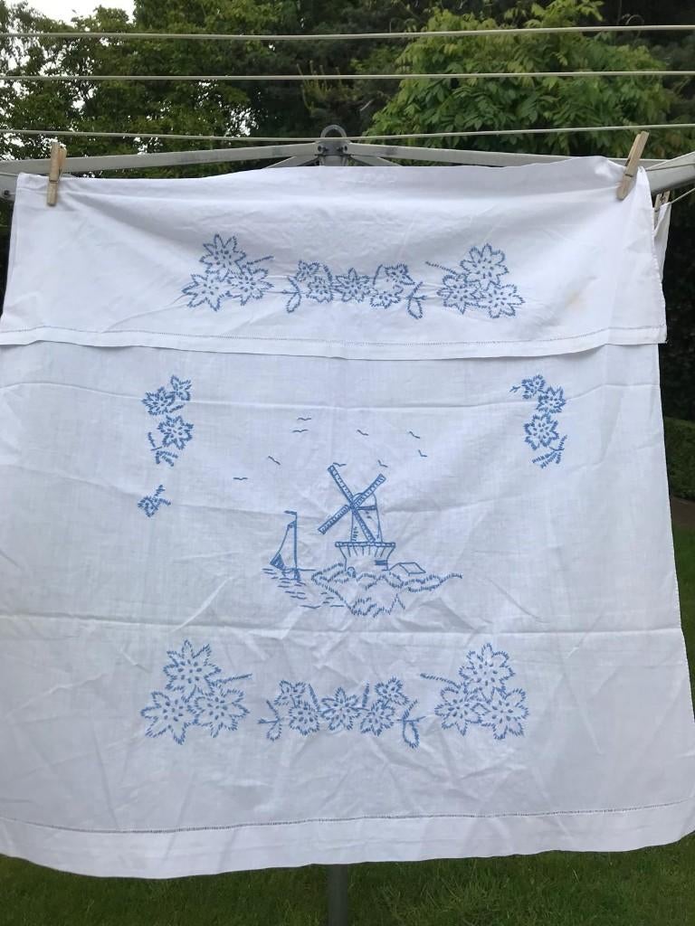 Vintage handdoekrek doek, Huis en Inrichting, Keuken | Textiel, Ophalen of Verzenden, Zo goed als nieuw, Wit, Overige typen