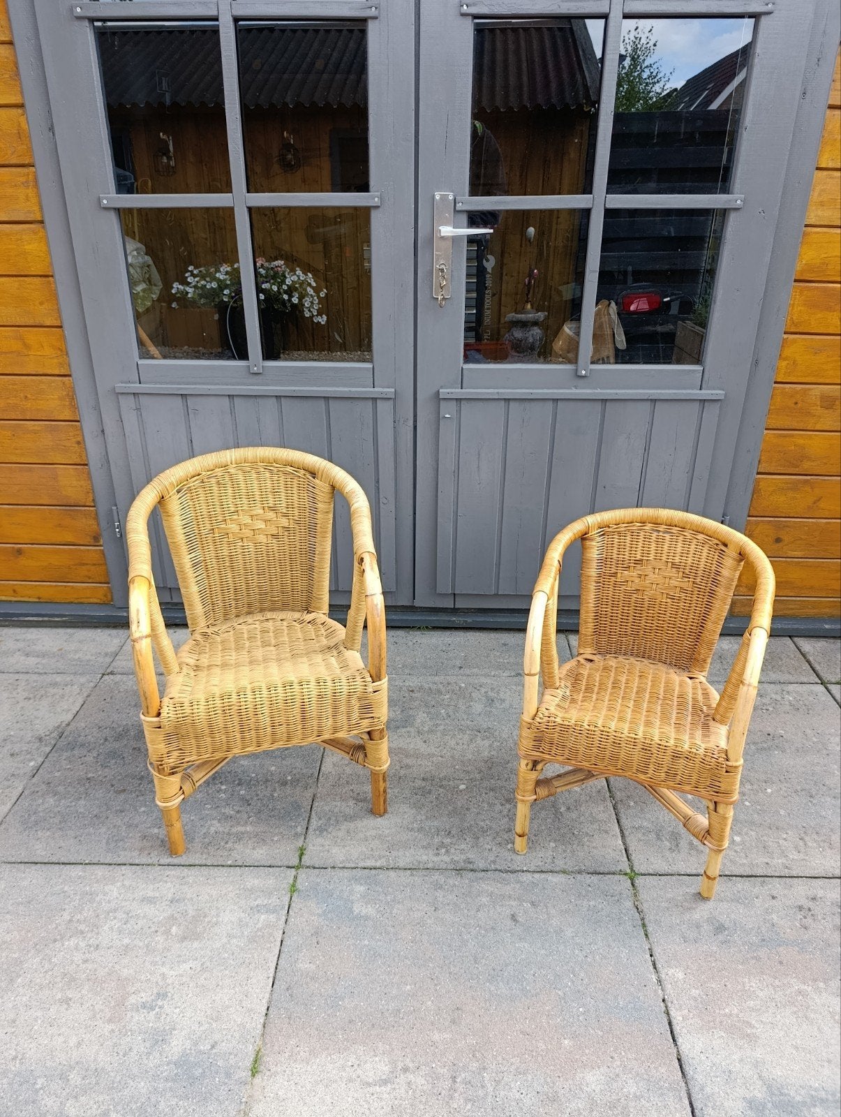 Twee rotan kinder stoelen, Ophalen, Twee, Bruin, Riet of Rotan