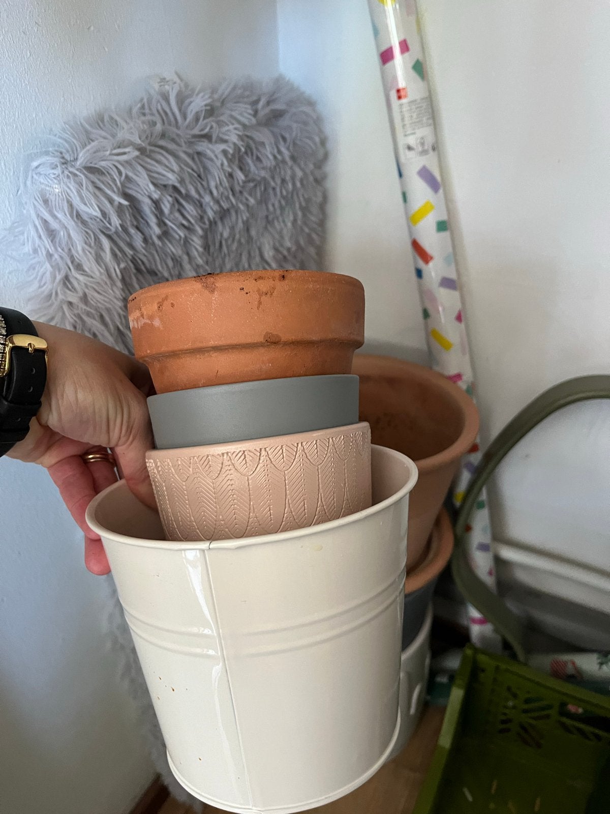 Diverse bloempotten en plantenbakken (Ikea and H&M), Ophalen, Gebruikt, Rond, Binnen