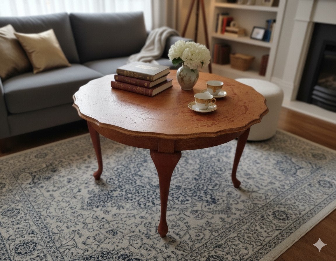 Unieke Lodewijk salontafel rood/goud upcycle, Sba, 1103bg, Rond, Nieuw