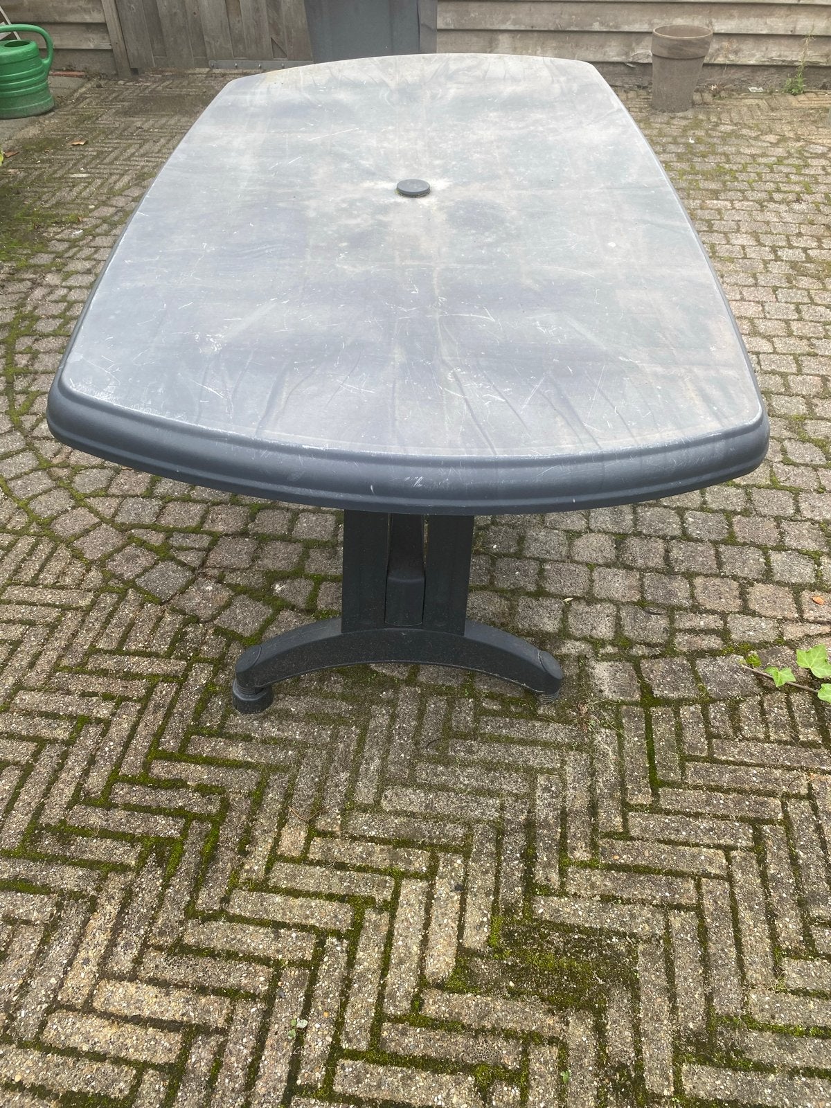 Gebruikte kunststof tuintafel - Rechthoekig,  donkerblauw, Ophalen, Gebruikt, Rechthoekig, Kunststof