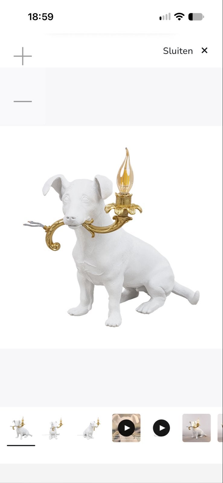 Seletti tafellamp in de vorm van een hond, Ophalen, Overige merken, E14 (klein), Wit