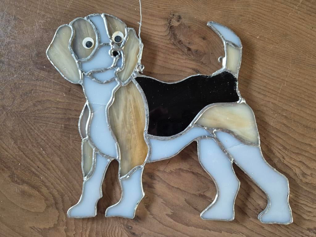 Glas in lood, Beagle hondje, hand gemaakt, Ophalen of Verzenden