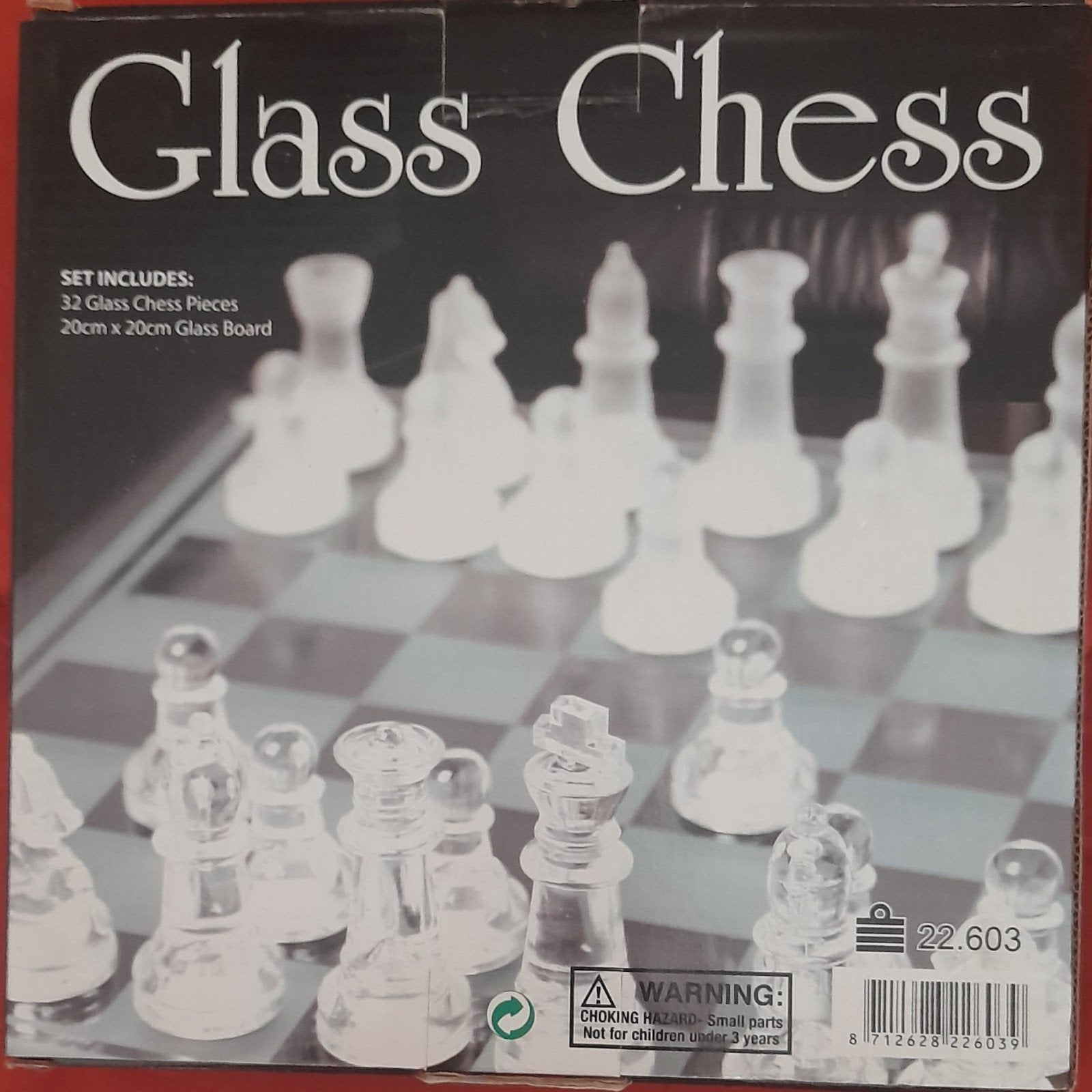 Glazen Schaakspel - Compleet met Bord en Stukken, Een of twee spelers, Ophalen, Nieuw