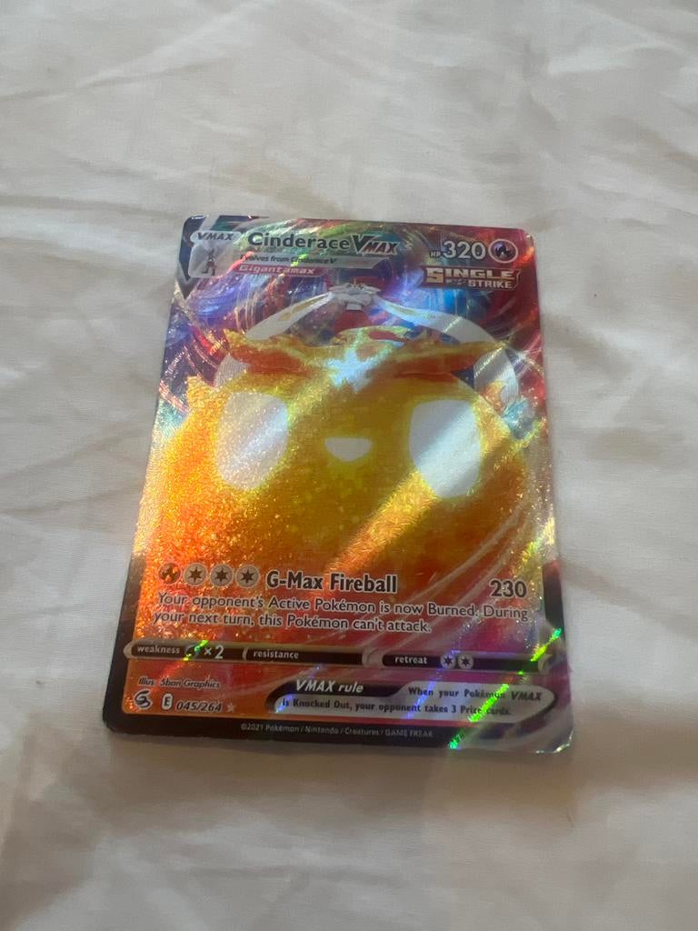 Pokémon Kaart: Cinderace VMAX (Foil, Single Strike), Ophalen, Zo goed als nieuw, Losse kaart, Foil