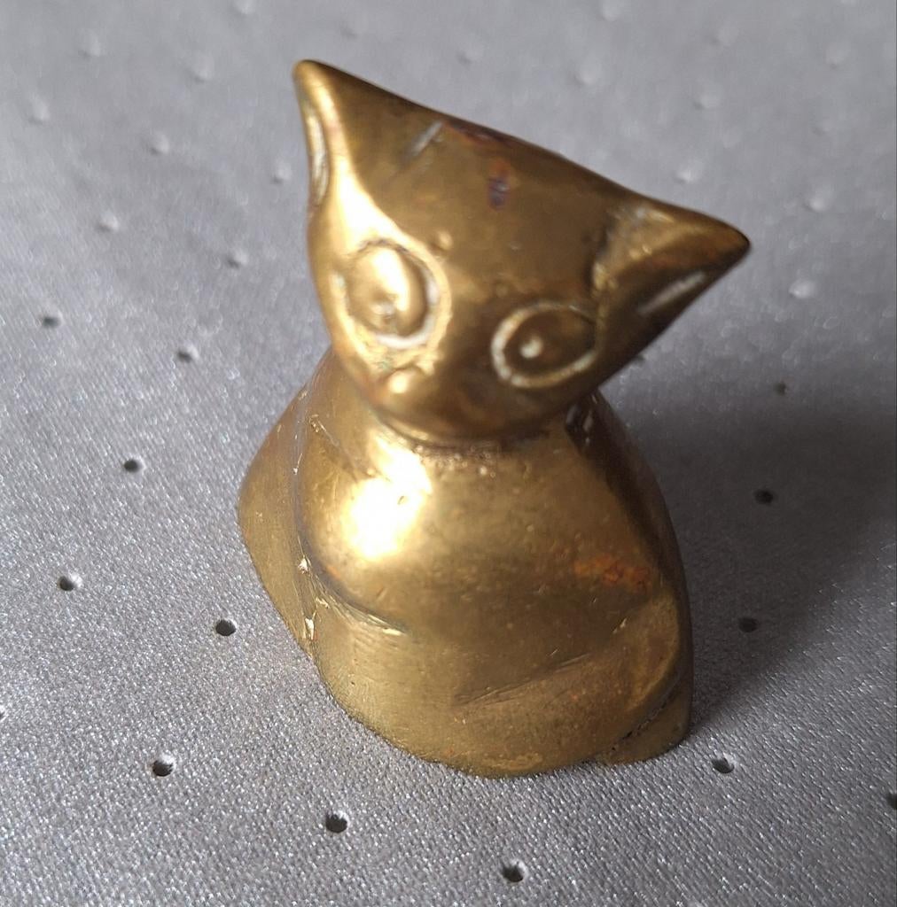 Vintage messing kattenbeeldje - decoratief, Ophalen