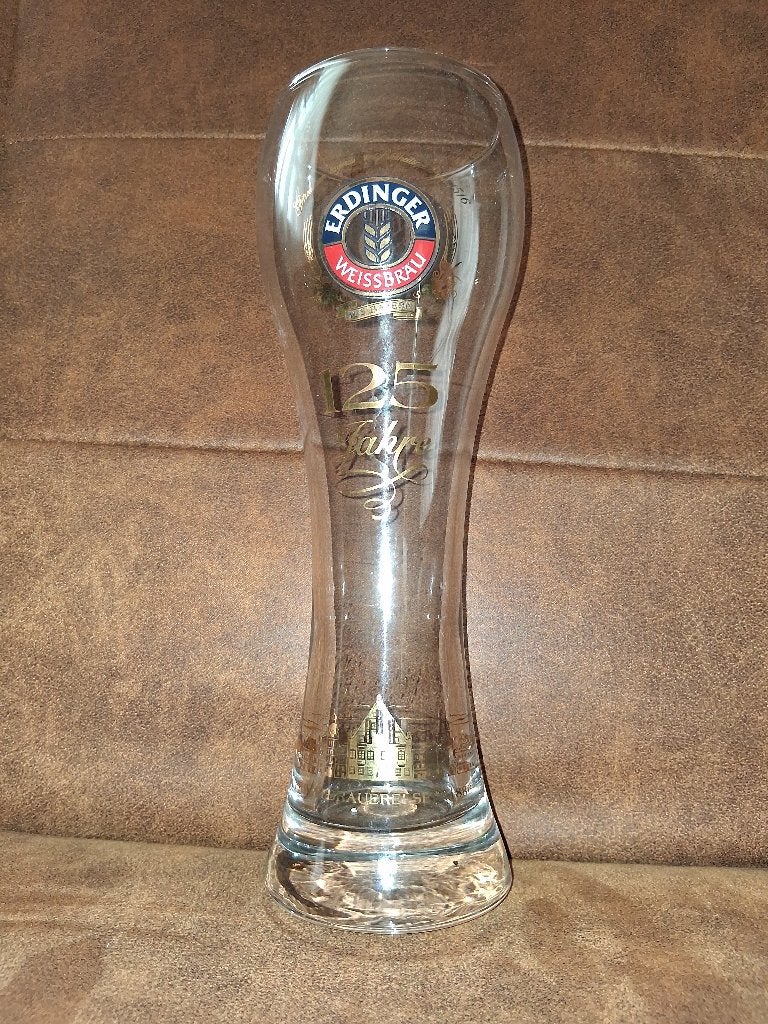 Erdinger Weissbrau Bierglas 0,5 l - 125 Jaar Jubileum, Verzamelen, Ophalen of Verzenden, Zo goed als nieuw, Glas of Glazen, Overige merken