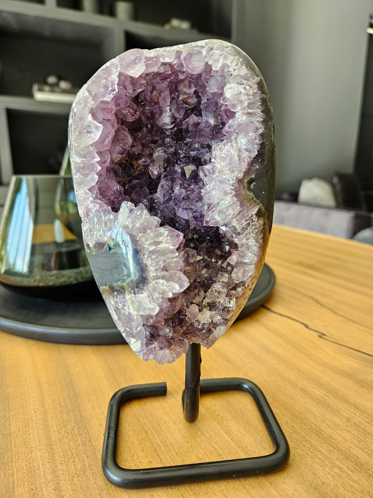 amethist op standaard kwarts kristallen geode flower, Ophalen of Verzenden