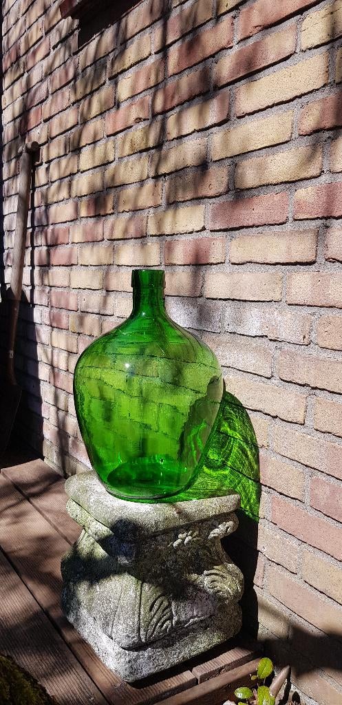 Decoratieve vintage  bolfles oude gistfles fles groen glas, Antiek en Kunst, Ophalen of Verzenden