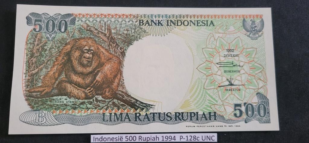 Indonesië 500 Rupiah 1994 P-128c UNC Orang-oetan, Ophalen of Verzenden