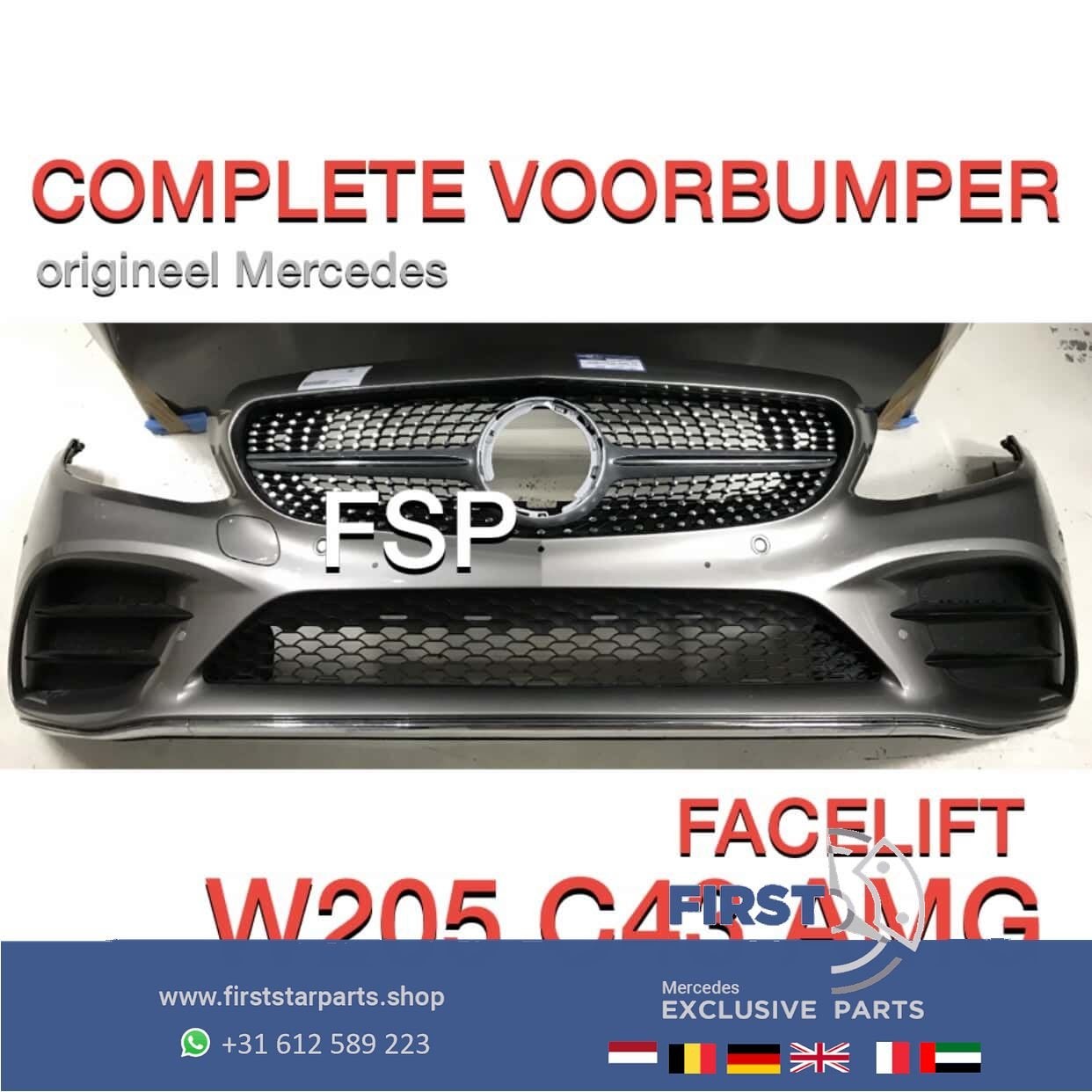 C205 W205 S205 C43 AMG Facelift Voorbumper COMPLEET Mercedes, Auto-onderdelen, Gebruikt, -, Voor, Ophalen of Verzenden