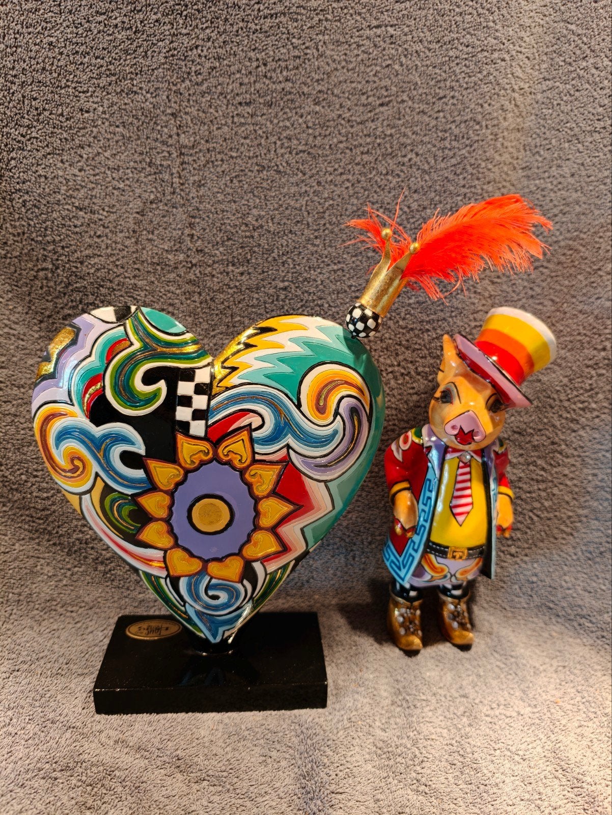 Set van Tom Drags: Man (hand geverfd) en Hart op standaard, Minder dan 20 cm, Verzenden, Kunststof, Beschilderd