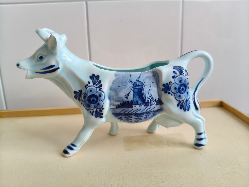 Antiek melk kannetje Delfts blauw koe € 12,50, Antiek en Kunst, Ophalen of Verzenden