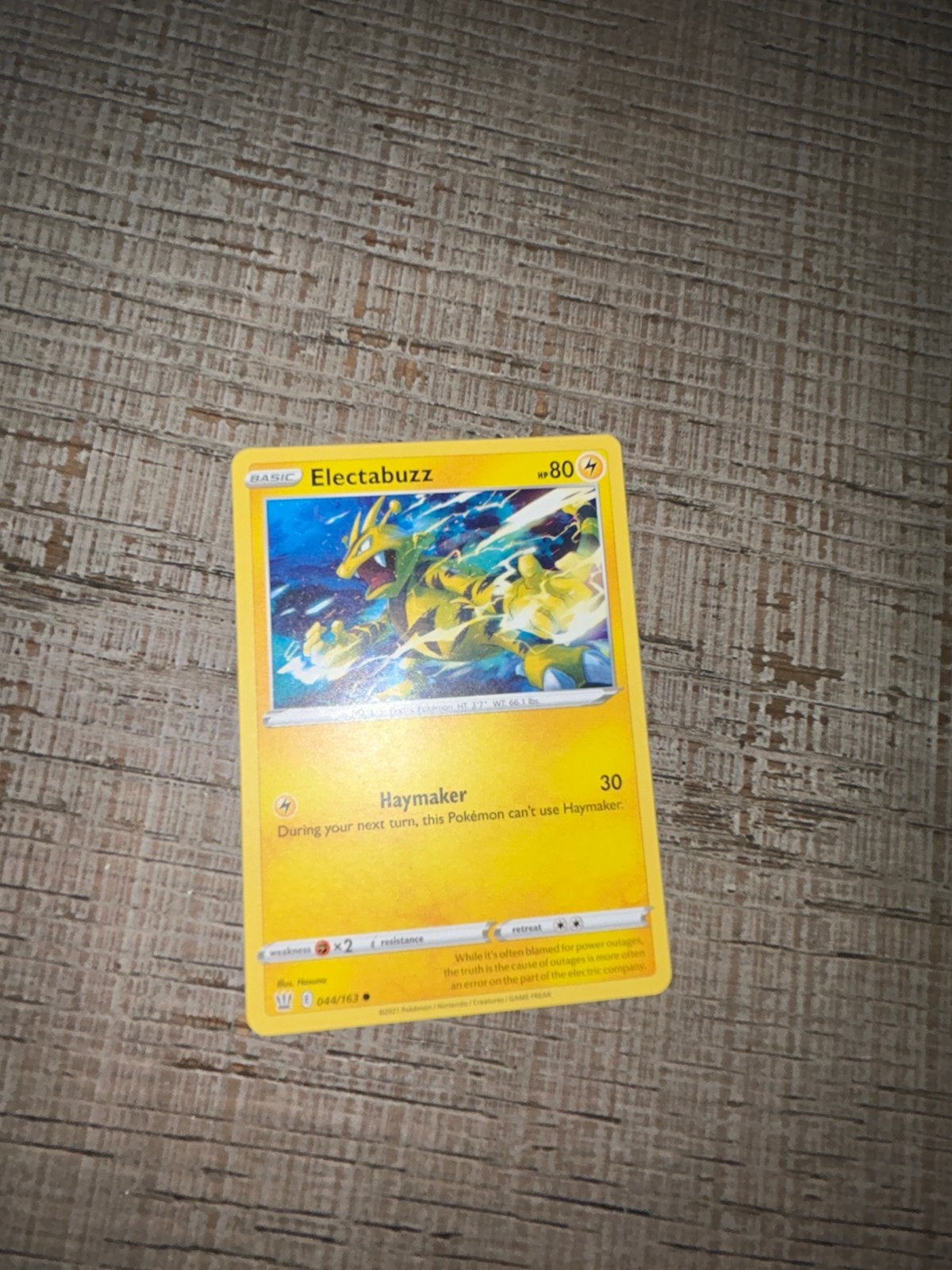 Pokémon kaart Electabuzz 044/163, Ophalen of Verzenden, Zo goed als nieuw, Losse kaart