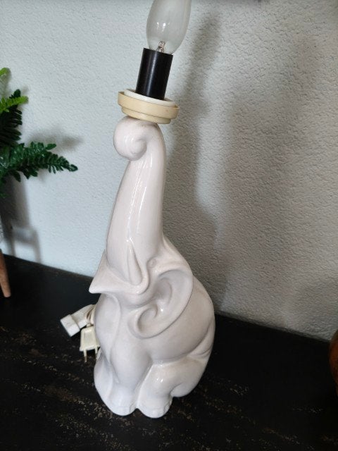 Vintage lamp aardewerk wit olifant, Steen/keramiek, Gebruikt, Overige merken, Vintage