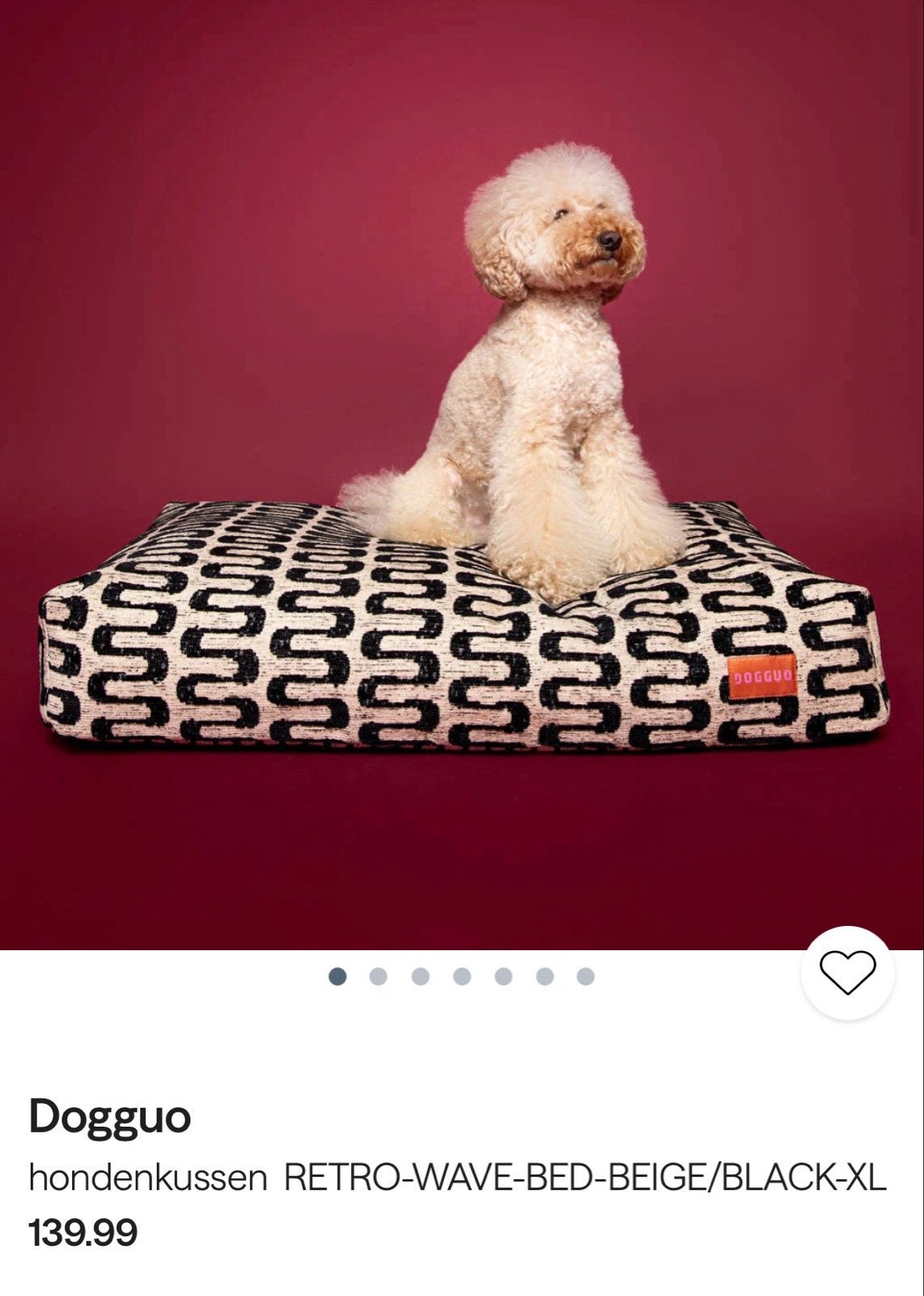 Dogguo hondenkussen  RETRO-WAVE-BED-BEIGE/BLACK-XL, Dieren en Toebehoren, Ophalen of Verzenden, Nieuw