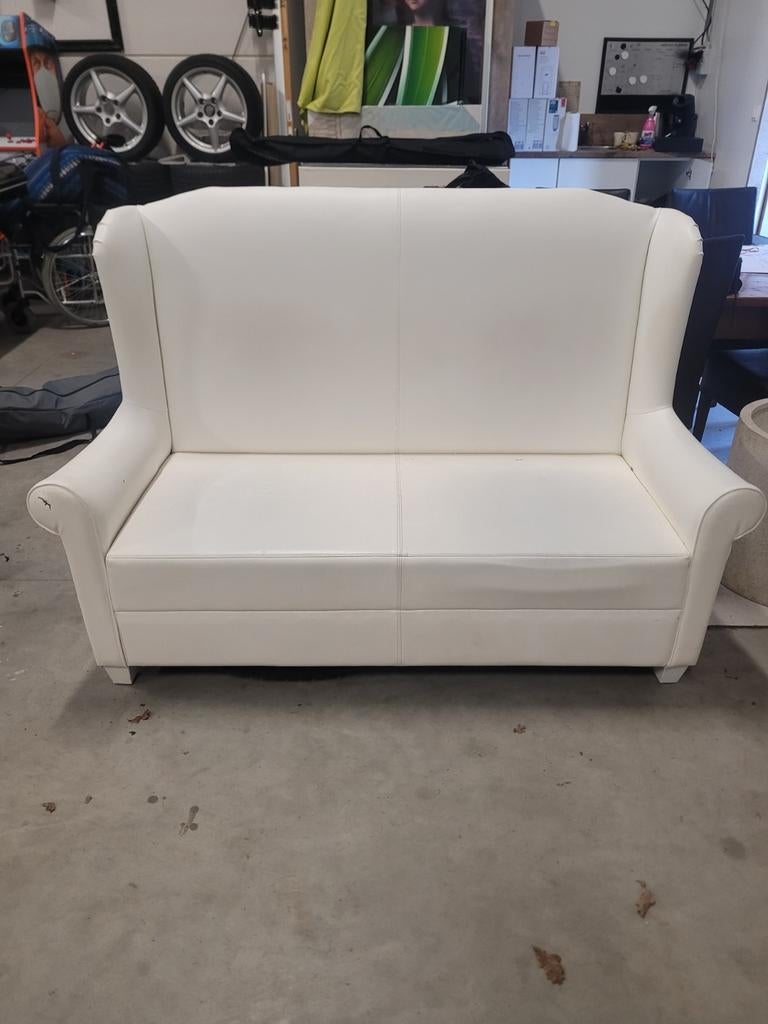 Witte kunst lederen bank barok style GRATIS!, Huis en Inrichting, Banken | Sofa's en Chaises Longues, Gebruikt, 150 tot 200 cm