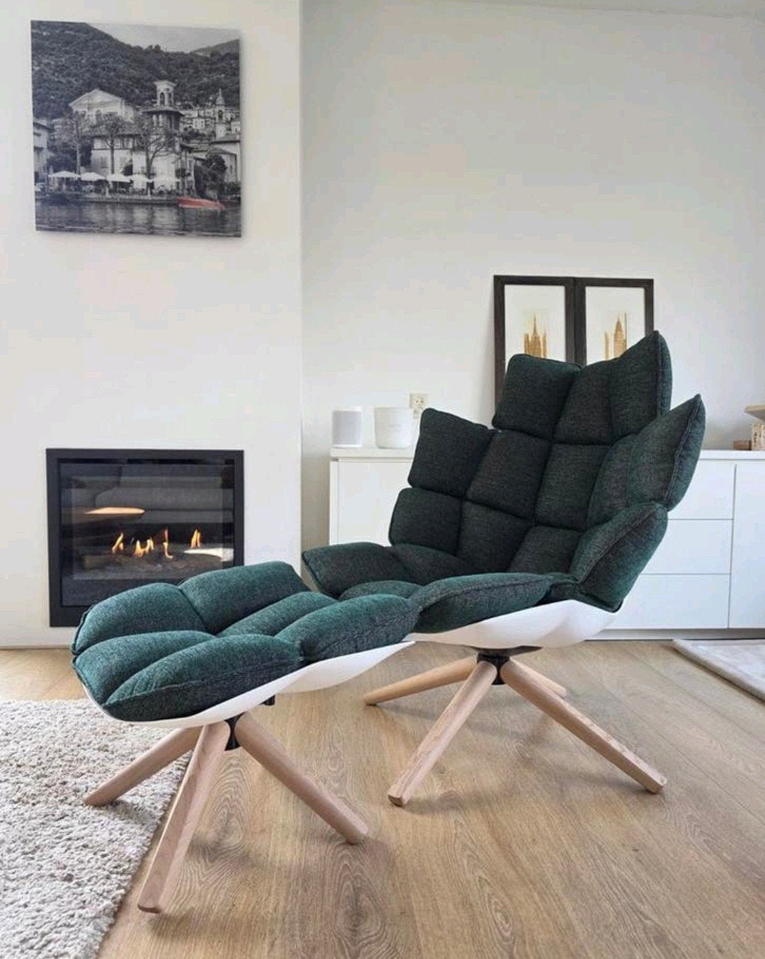 B&B Italia Husk fauteuil + Ottoman Patricia Urquiola nieuw!, Ophalen of Verzenden, Leer