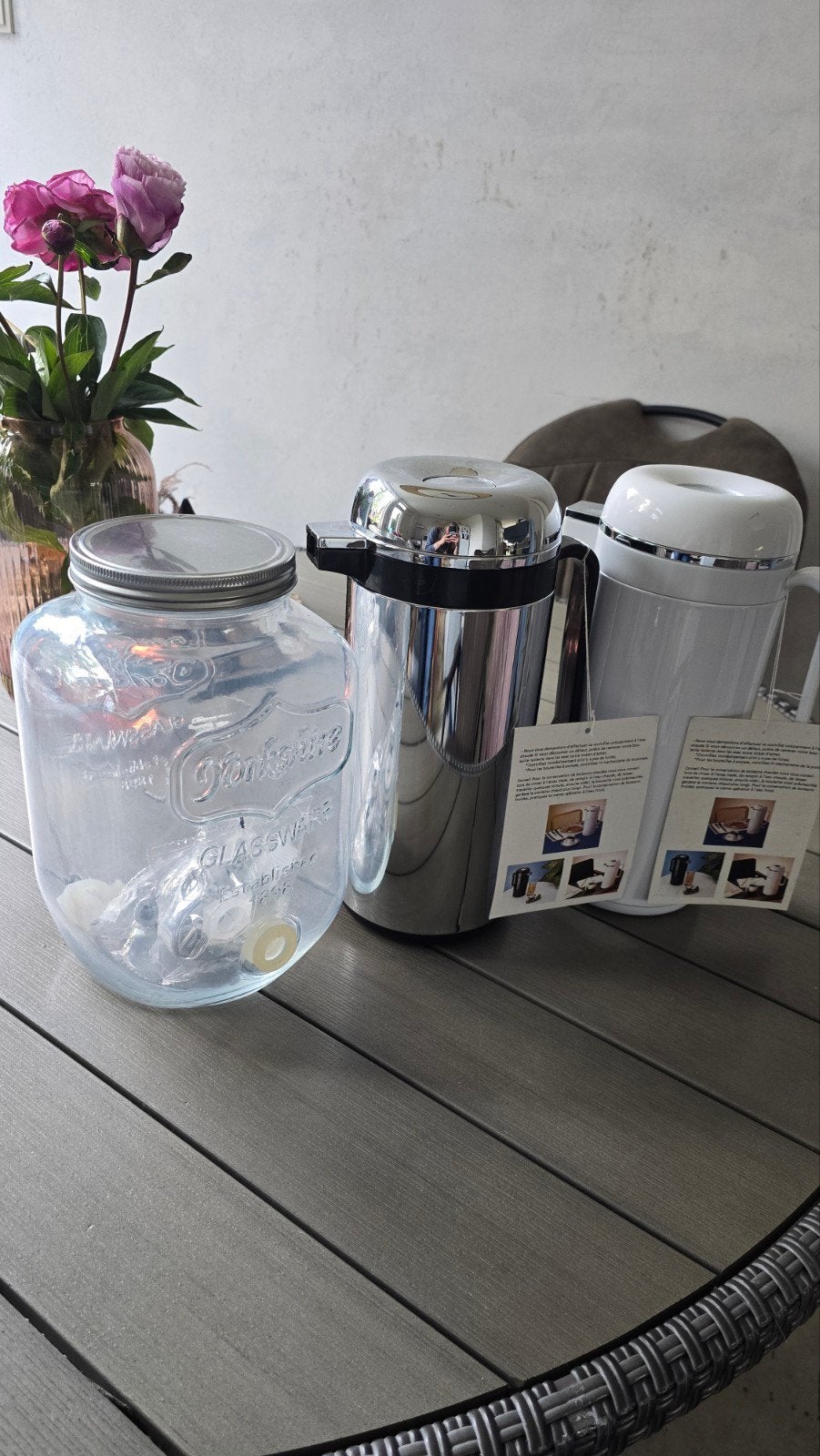Glazen drankdispenser en thermoskannen, Nieuw, Ophalen of Verzenden, Meerkleurig, Overige merken