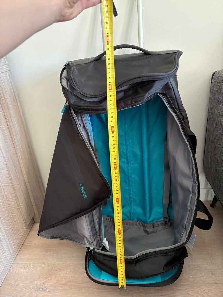 American Tourister reistas zwart/blauw, Overige materialen, Gebruikt, 70 cm of meer, 35 tot 45 cm
