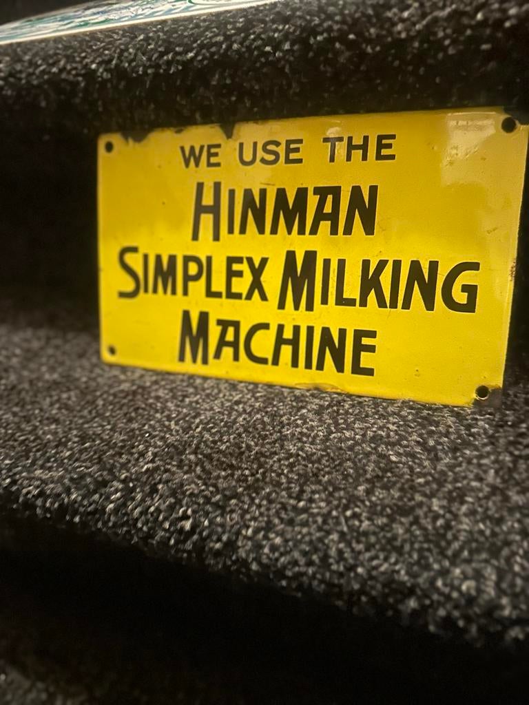 Vintage Emaille Bord: Hinman Simplex Melkmachine, Ophalen of Verzenden