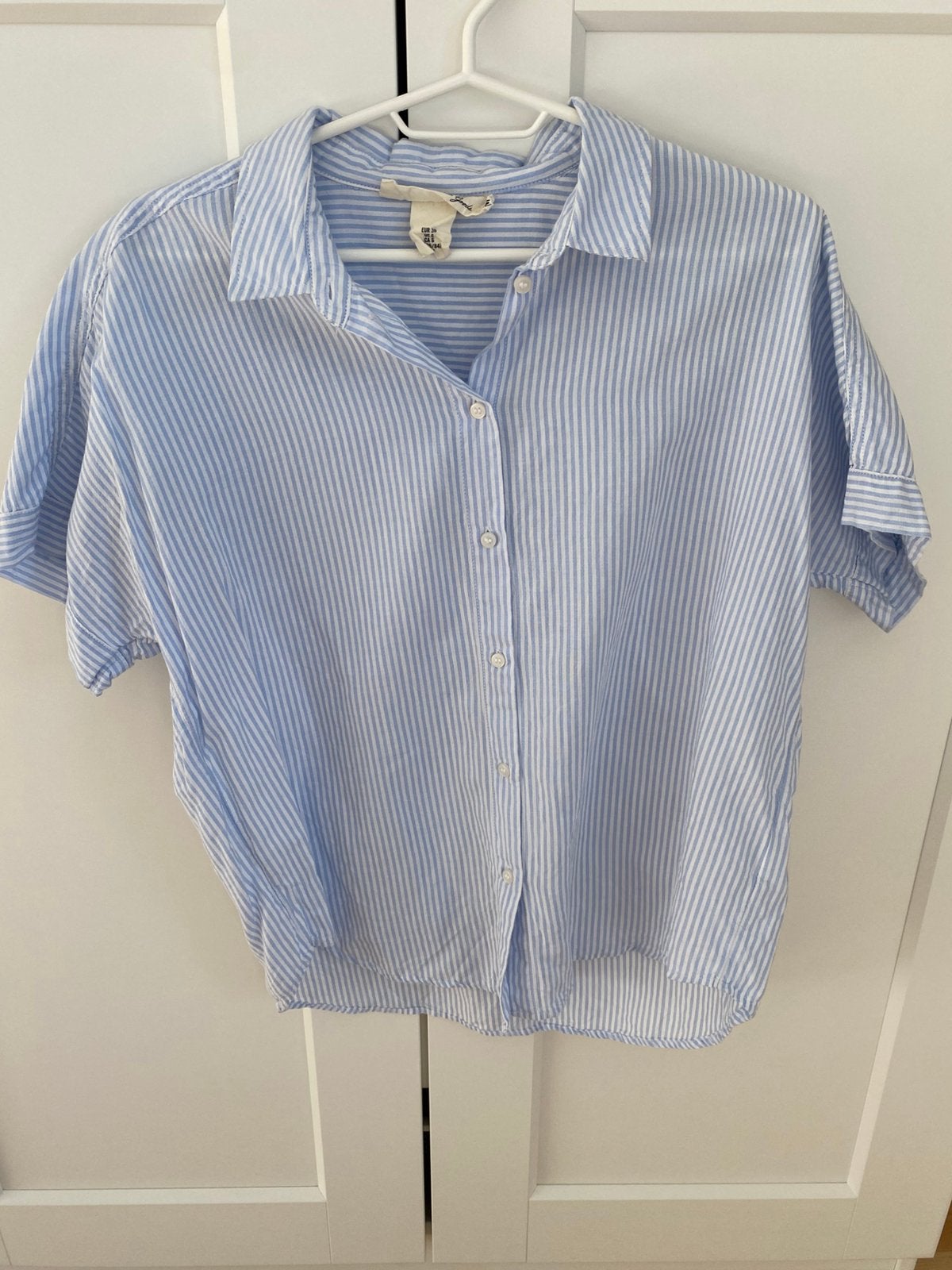 Blauwe gestreepte katoenen blouse shirt H&M maat 36, Ophalen of Verzenden, Zo goed als nieuw, Maat 36 (S), Blauw
