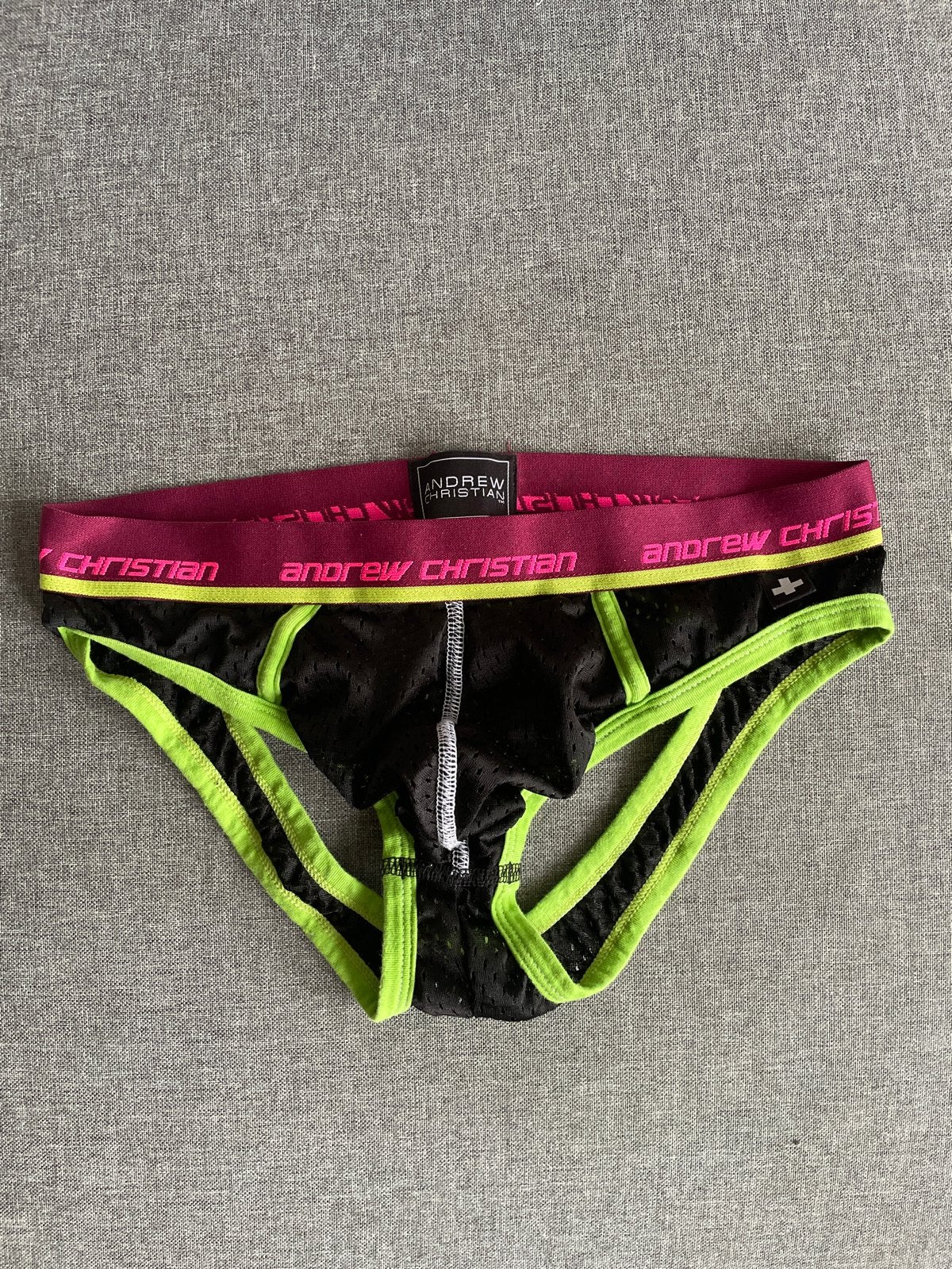 Andrew Christian Jockstrap - Zwart/Neon - S, Kleding | Heren, Verzenden, Zwart, Slip