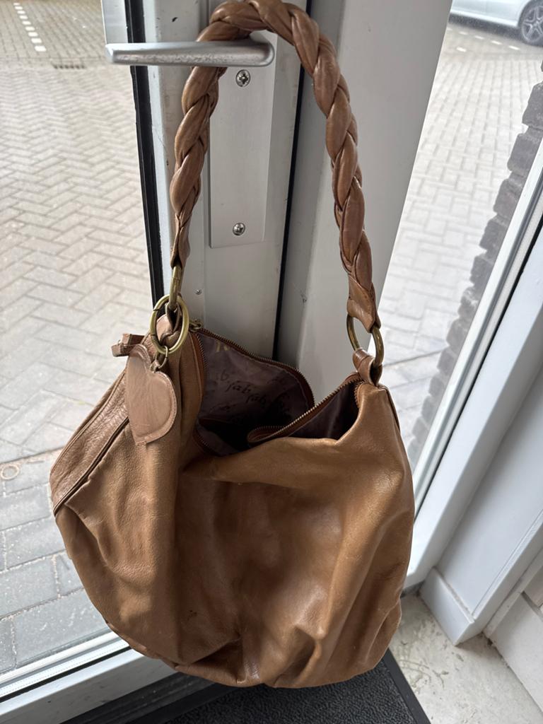 Fab tas shopper met gevlochten hengsel, Ophalen of Verzenden, Gebruikt, Bruin, Handtas
