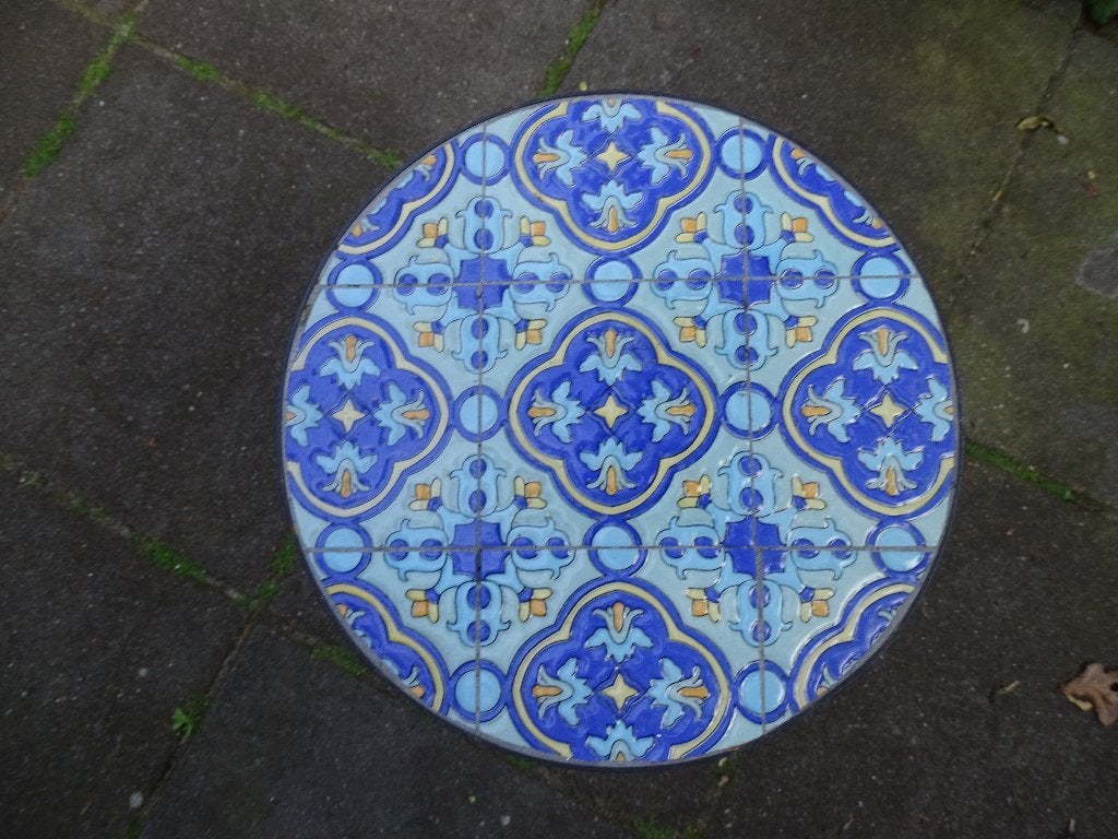 2 KLEURIGE MOZAÏKTAFELTJES- BIJZETTAFEL-BOHO-BROCANTE-, Huis en Inrichting, Tafels | Bijzettafels, Overige materialen, Minder dan 55 cm