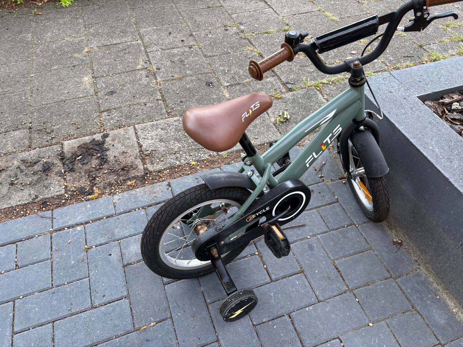 Flits 14 inch kinderfiets met zijwieltjes, Fietsen en Brommers, Fietsen | Kinderfietsjes, Ophalen, Gebruikt, Minder dan 16 inch
