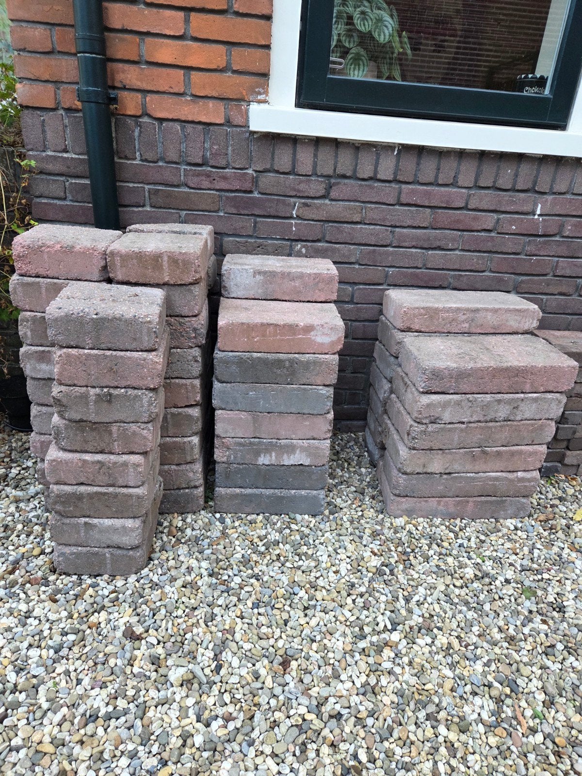 Dikke rode beton tegels/stenen voor oprit, tuin of pad, Ophalen, Gebruikt, Beton, Terrastegels