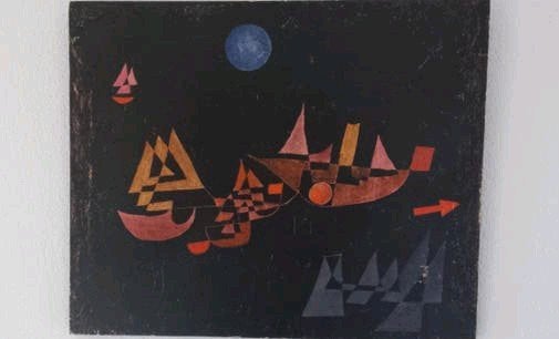 Reproductie Paul Klee - Abfahrt der Schiffe 1927, Ophalen of Verzenden