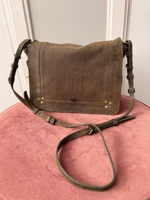 jerome dreyfuss igor nubuck leather crossbody bag, Ophalen, Gebruikt, Bruin, Handtas