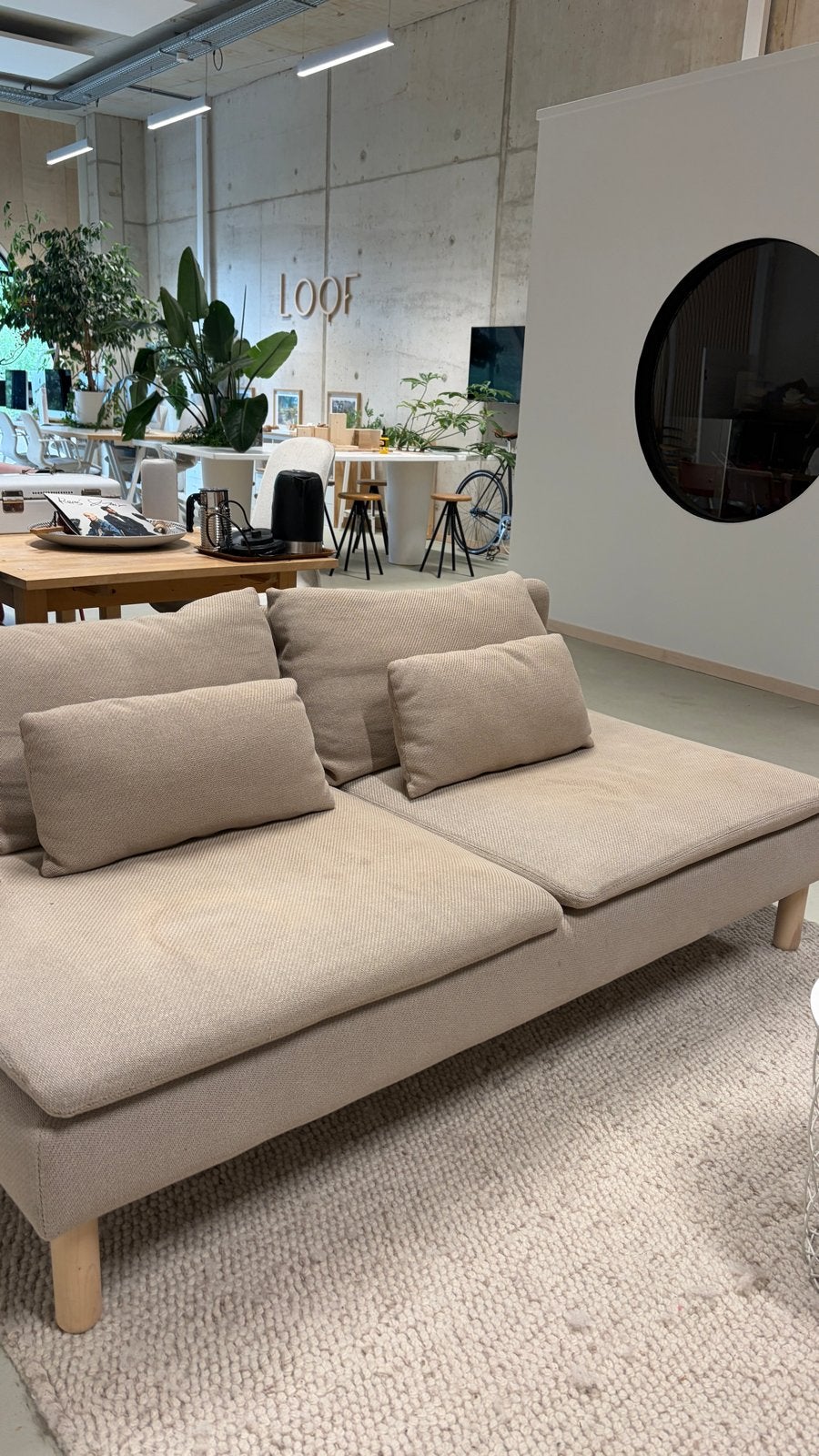 Soderhamn 2-zits bank met beige taupe bekleding, Ophalen, Gebruikt, 150 tot 200 cm, Tweepersoons