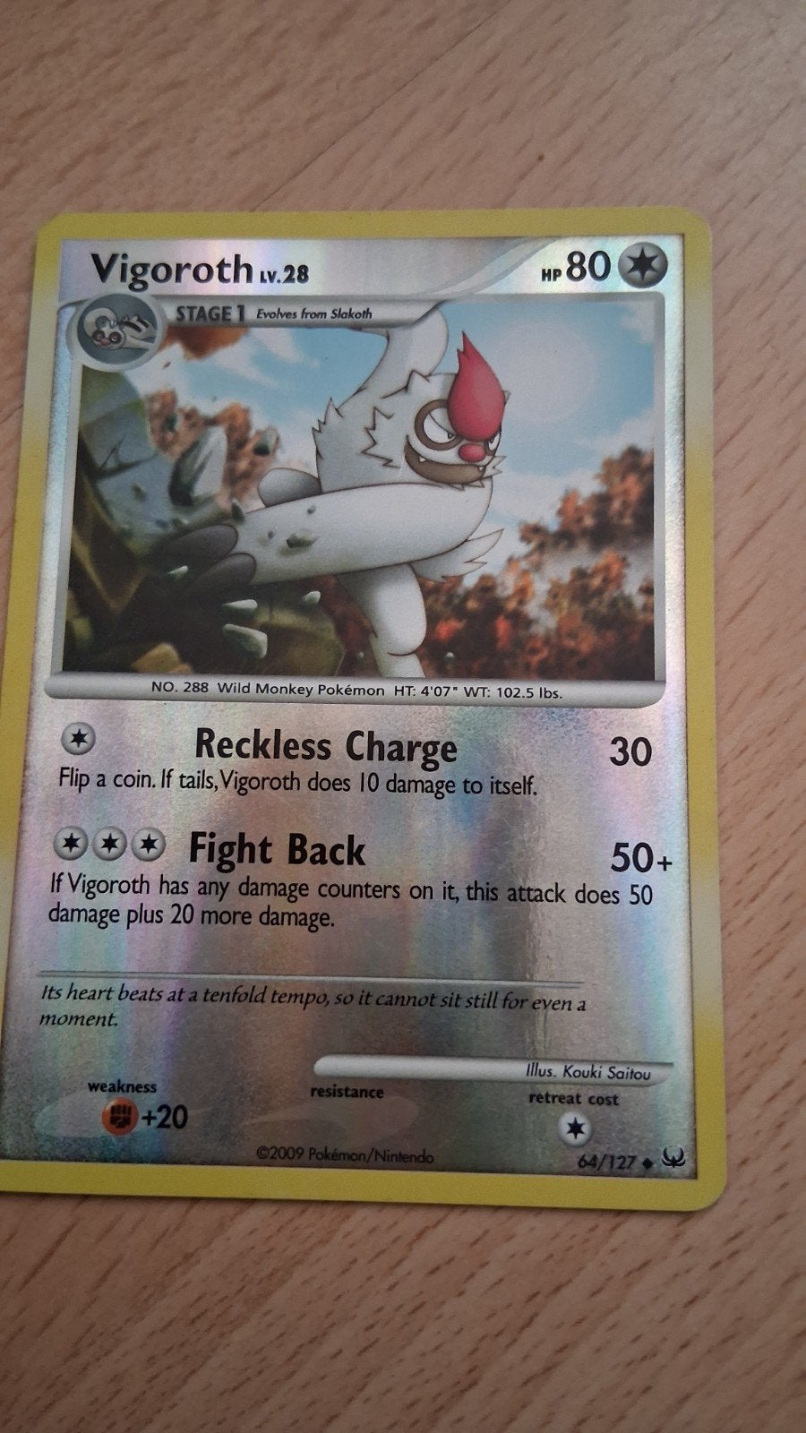Vigoroth Pokémon Kaart (2009), Ophalen of Verzenden, Gebruikt, Losse kaart