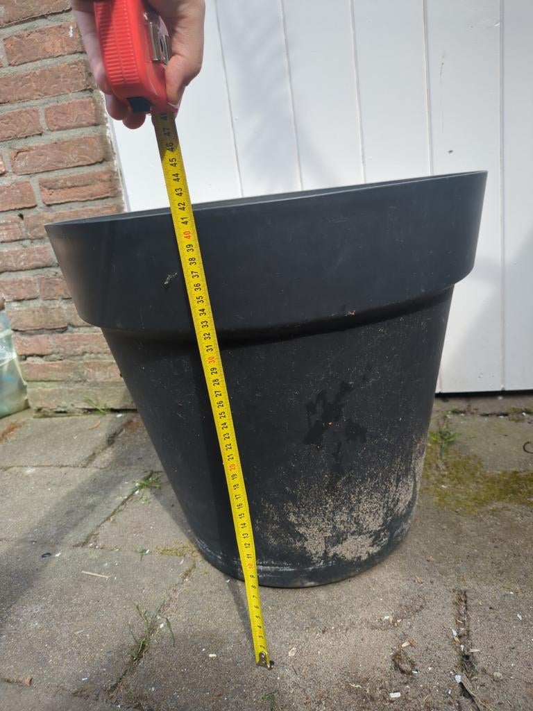 Grote zwarte kunststof bloempot, Ophalen, Kunststof, Gebruikt, 100 cm of meer