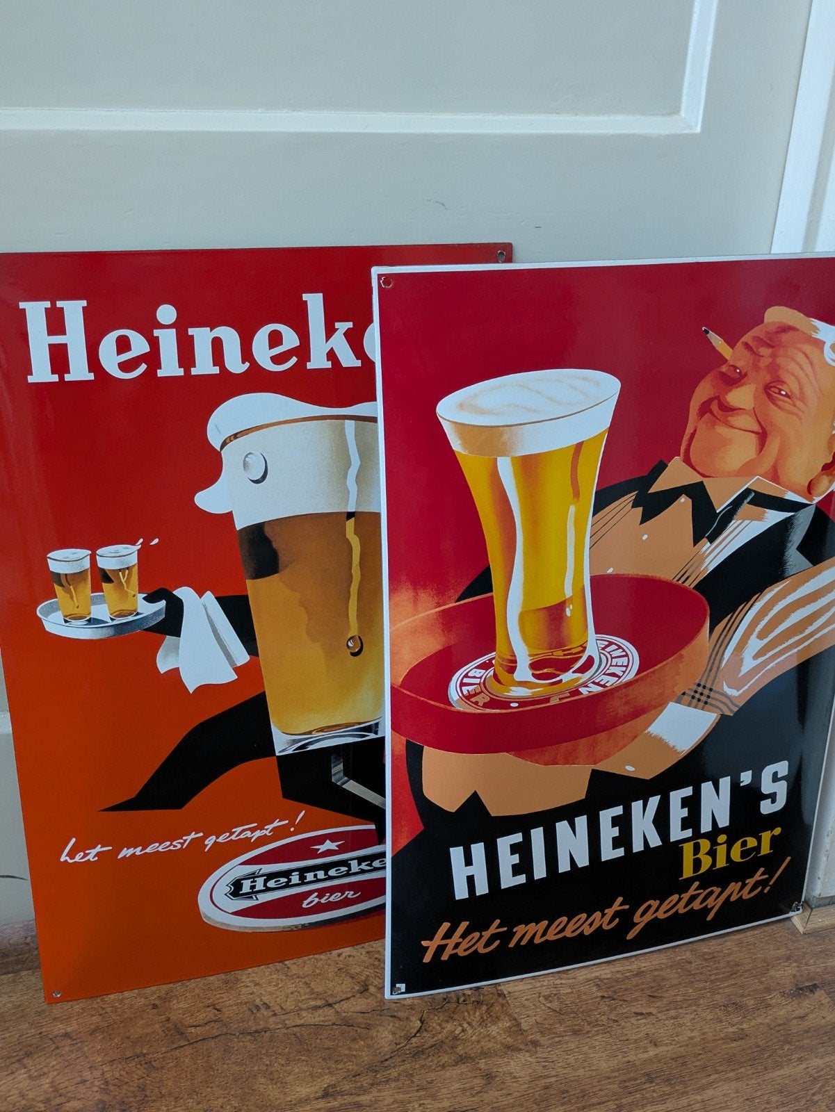 Vintage Heineken emaille reclameborden (2 stuks), Ophalen