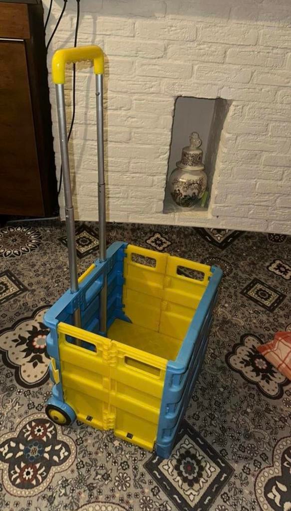 Opvouwbare boodschappenwagen / krat opbergbox met wielen, Ophalen of Verzenden, Gebruikt