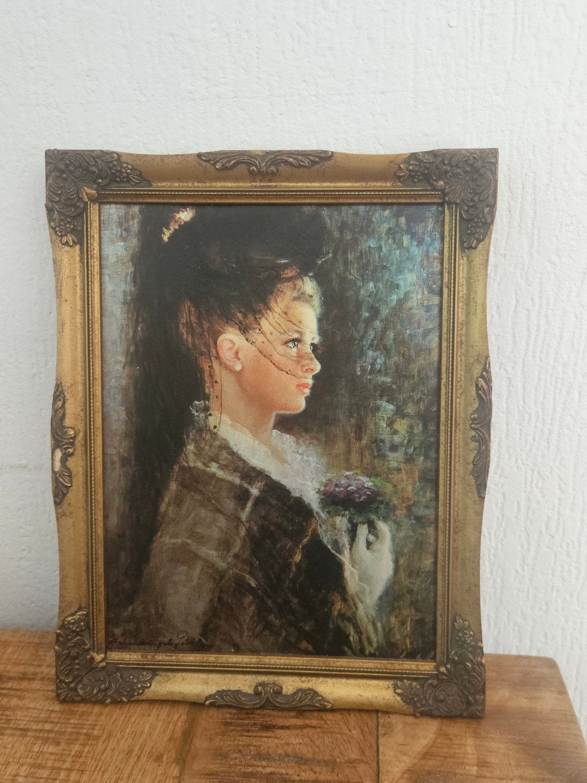 Reproductie La Dame aux violettes  B de Pozzo, Ophalen of Verzenden