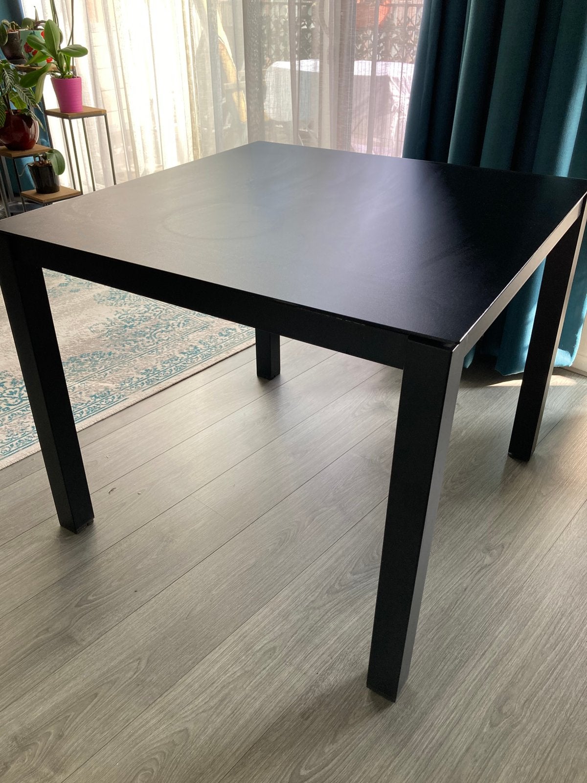 Tuintafel zwart met glazen blad GRATIS, Ophalen, Gebruikt, Vierkant, Aluminium