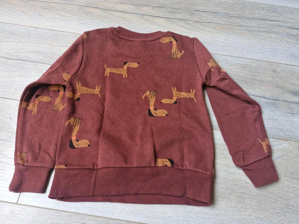 Donkerbruine trui Met honden Maat 98-104, Zeeman, Jongen of Meisje, Trui of Vest, Onbekend