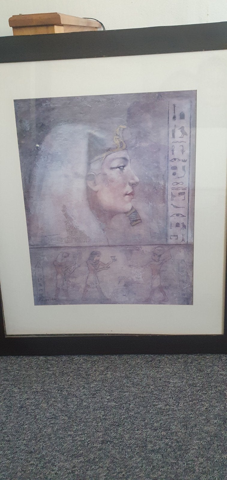 Ingelijste Egyptische kunstprint - Nefertiti, Antiek en Kunst, Ophalen